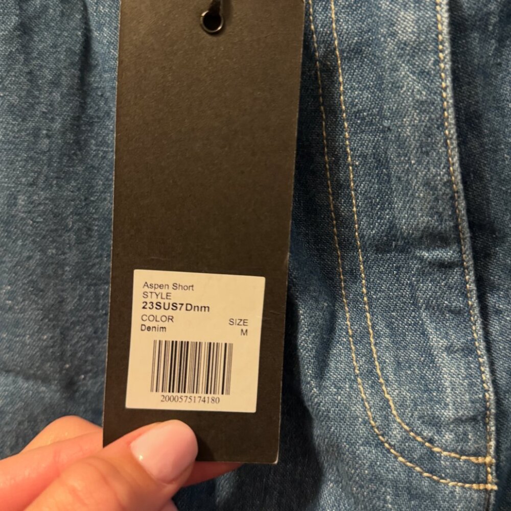 HUNTER BELL High Waist Denim Blue Shorts - Picture 3 of 7